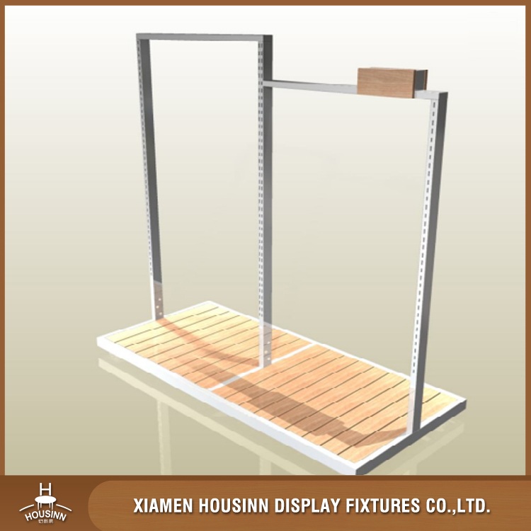 HG-027 Stepped brushed stainless steel clothing display stand