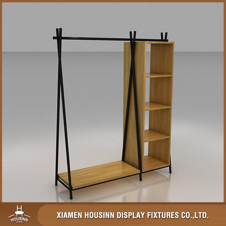 HG-039 Fashion laddy store clothing display rack with rail and shelves